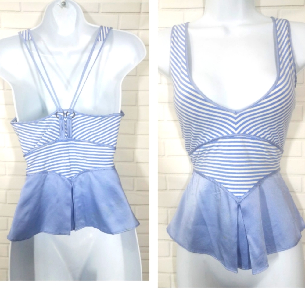Fray striped Blue and White Cute Sexy Top